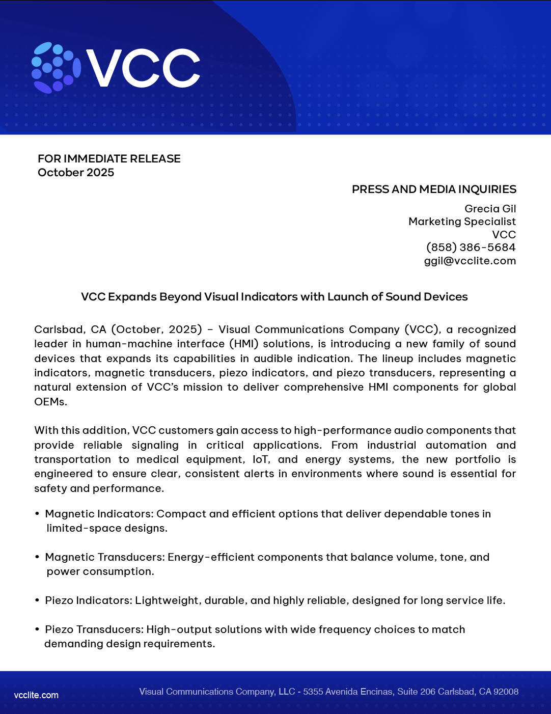 VCC Expands Product Offering to Include Robust Lineup of Switches